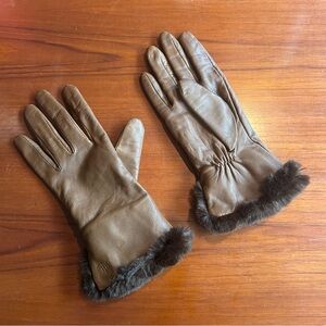 Lauren Ralph Lauren Leather Gloves with Faux Fur Trim